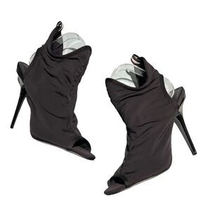 ASOS Black Spandex Ankle Open Toe Bootie Heels‎ Size 9 B33